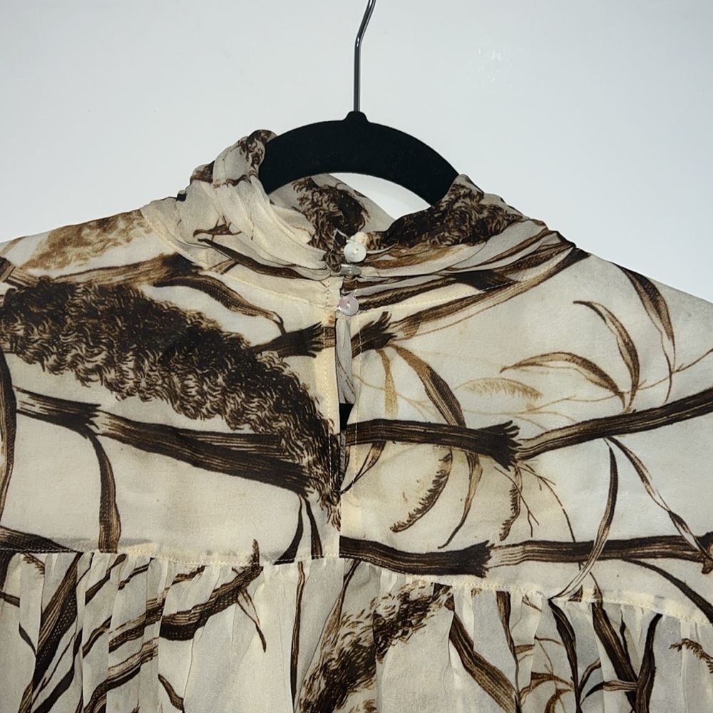 Banana Republic Cream and Brown Blouse